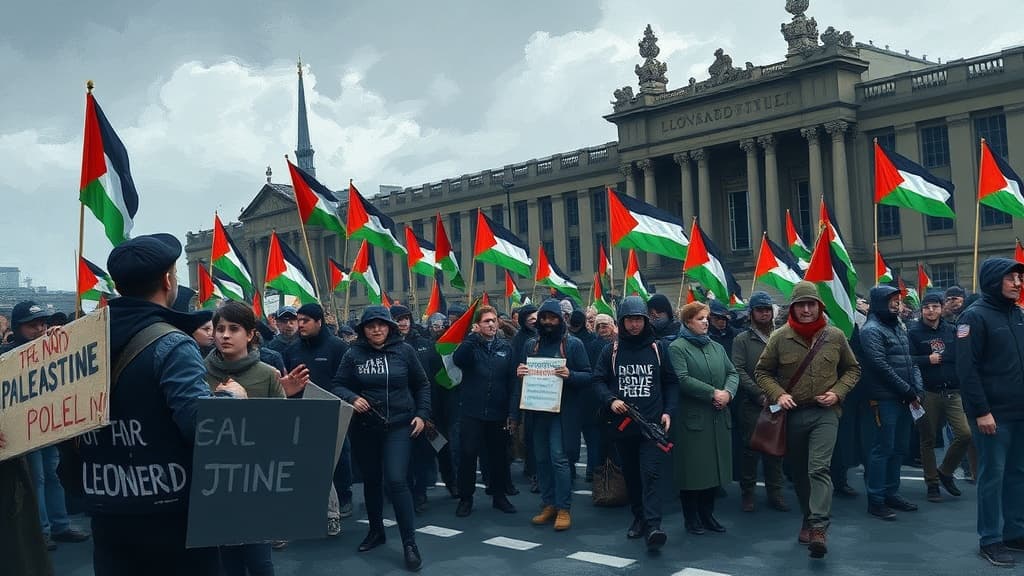 Pro-Palestine Protesters Demonstrate at Leonardo UK Air Defense Factory in Edinburgh