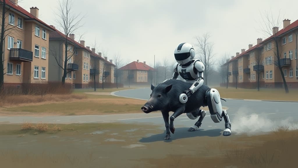 Humanoid Robot Chases Wild Boars in Warsaw Residential Area
