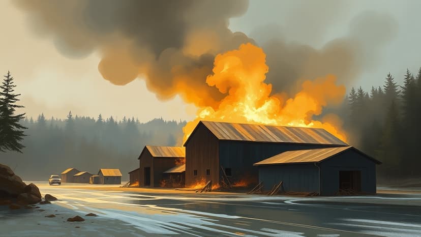 Fire Incident at Robbins Lumber Mill in Searsmont, Maine