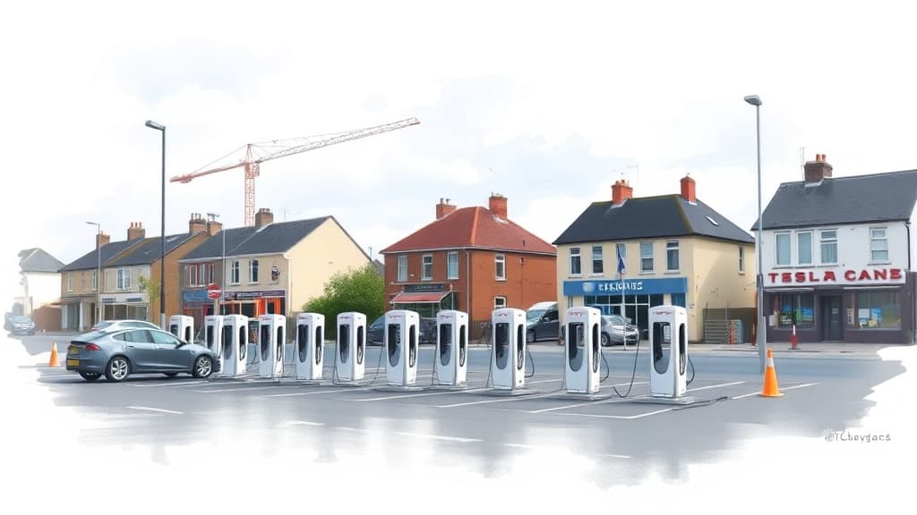 Construction of 12 Tesla Charging Bays in Longford Town Underway
