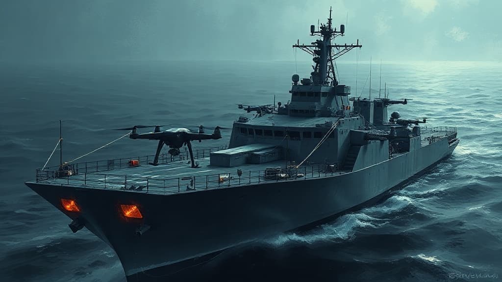 Russian Navy Deploys Garden Mesh for Drone Defense on Warship