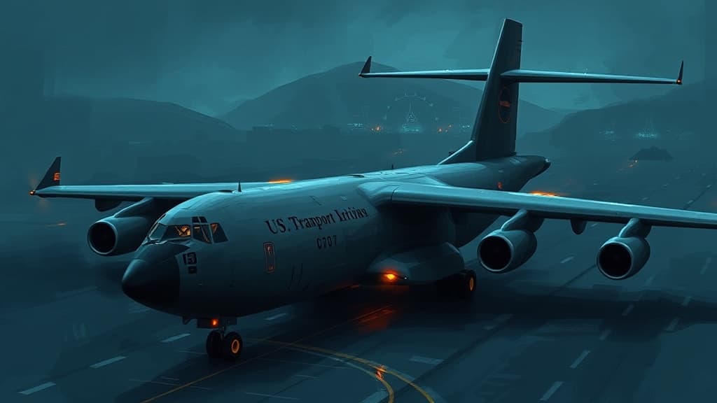 US Transport Aircraft in Sofia for Equipment Retrieval Following Deployment