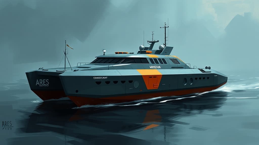 ARES Shipyard Files Patent for 40 ft Container-Rated Catamaran USV Design